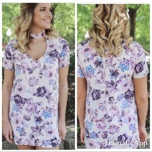 NWT Pink Owl Floral Shift Mini Dress L